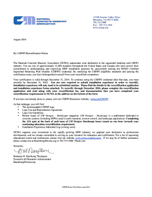 CSRWI Recertification Application