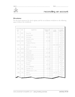 Bank Account Reconciliation Form