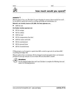 Car Loan Budget Worksheet