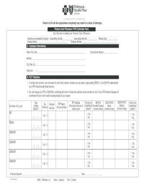 Primary Care Physician Selection Form