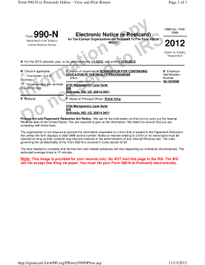 Form 990-N (e-Postcard) for Tax-Exempt Organizations