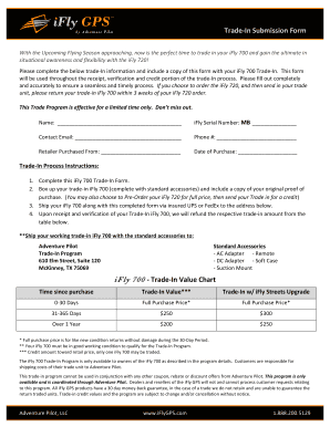 iFly 700 Trade-In Form