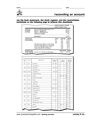 20 Printable checking account reconciliation worksheet Forms and Templates  - Fillable Samples in PDF, Word to Download | pdfFiller