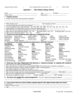 New Patient Allergy History Form