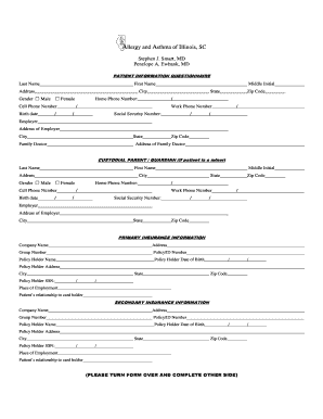Patient Information Questionnaire