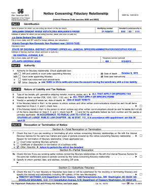 IRS Form 56 Notice Concerning Fiduciary Relationship