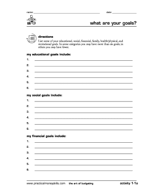 Personal Goals Planning Worksheet