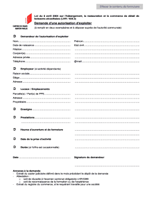 Demande d'une autorisation d'exploiter