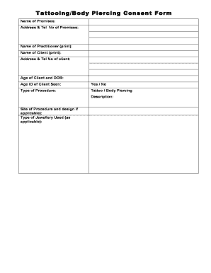 Tattooing/Body Piercing Consent Form