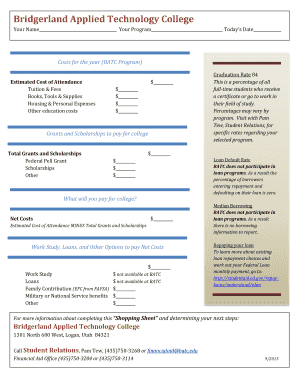 BATC Financial Aid Shopping Sheet