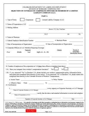 Colorado Rejection of Workers' Compensation Coverage