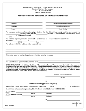 Petition to Modify, Terminate, or Suspend Compensation