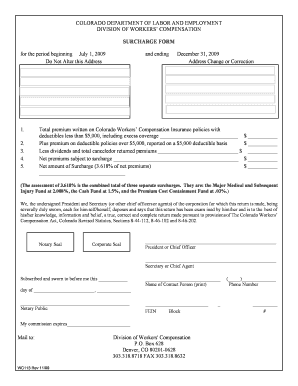 Colorado Workers' Compensation Surcharge Form