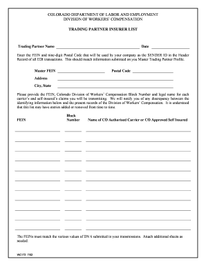 Trading Partner Insurer List Form