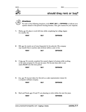 Rent or Buy Decision Worksheet