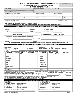 Maryland Change Report Form
