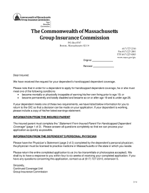 Handicapped Dependent Coverage Application