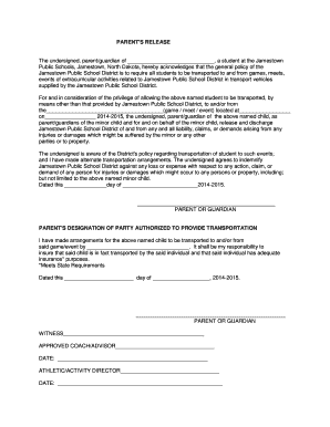 Parent's Release for Student Transportation