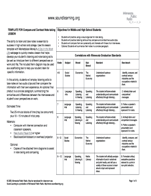 Compare and Contrast Note-taking Template