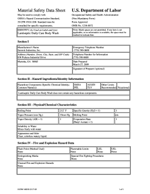 Material Safety Data Sheet for Lantiseptic Daily Care Body Wash