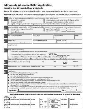 Minnesota Absentee Ballot Application
