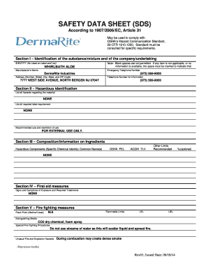 Safety Data Sheet for Whirlbath Aloe