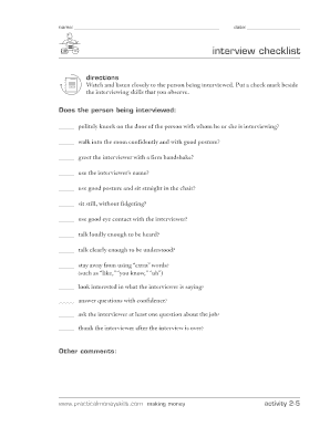 Interview Checklist Form