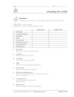 Credit Card Comparison Form