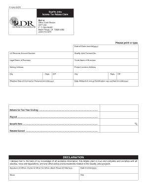 Louisiana Quality Jobs Income Tax Rebate Claim