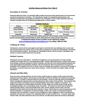 Activities Release and Waiver Form