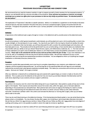 Laparotomy Procedure Education and Consent Form