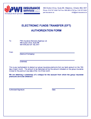 Electronic Funds Transfer Authorization Form