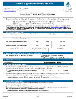 CalPERS Supplemental Income 457 Plan Change Authorization Form