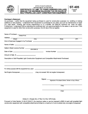South Carolina ST-405 Form