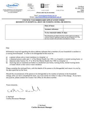 Council Tax Disregard Application Form