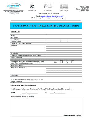 Census Partnership Backdating Request Form