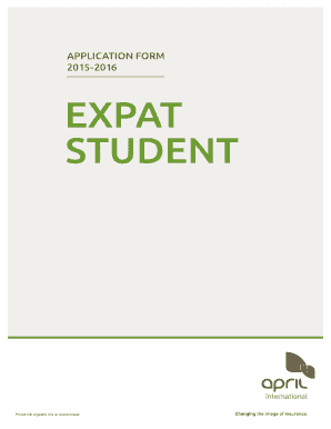 Expat Student Insurance Application Form