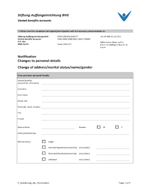 Formular zur Änderung der Personalien
