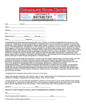 Scuba Media Release Form