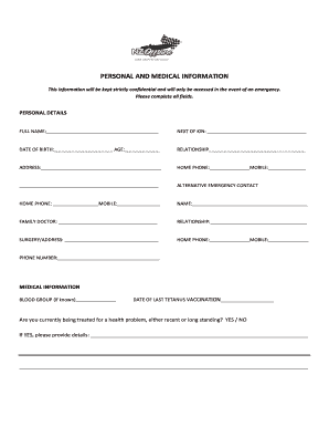 Emergency Medical Information Form
