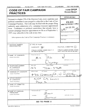 Texas Code of Fair Campaign Practices Form