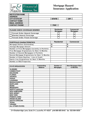 Mortgage Hazard Insurance Application