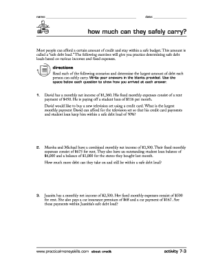 Safe Debt Load Calculation Worksheet