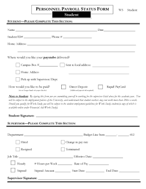 Student Payroll Status Form