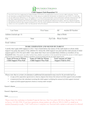 Child Support Verification Form