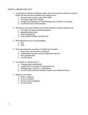 Medical Errors Post Test