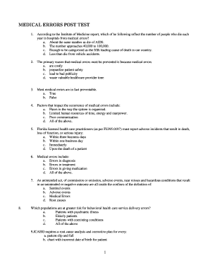 Prevention of Medical Errors Post Test