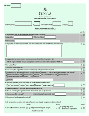 Health History Form