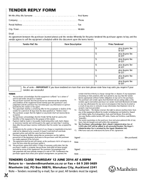 Tender Reply Form
