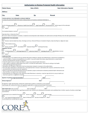 Authorization to Disclose Protected Health Information